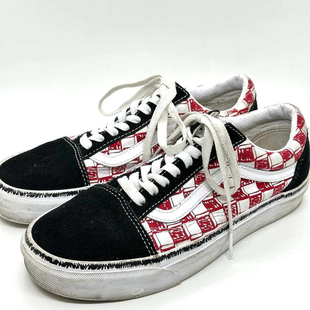 VANS Old Skool Checkerboard Red Black Low Top Skate Shoes Women’s 8 Men’s 6.5 - Picture 2 of 9
